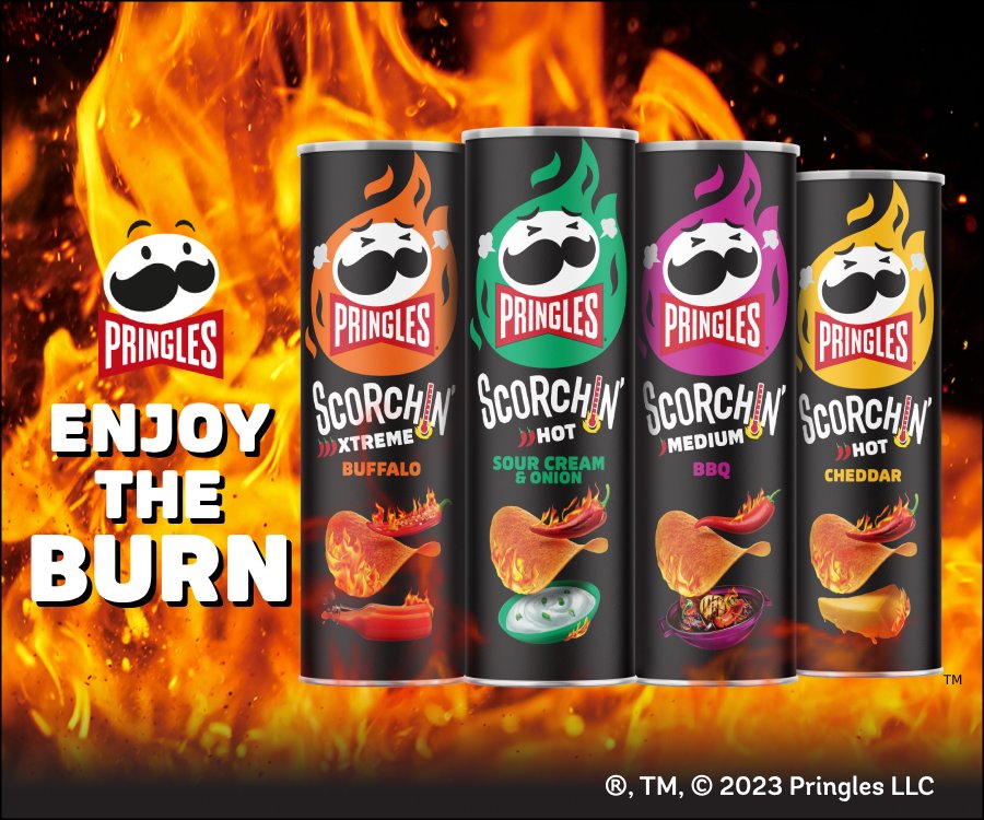 Pringles Scorchin' multiple flavour cans